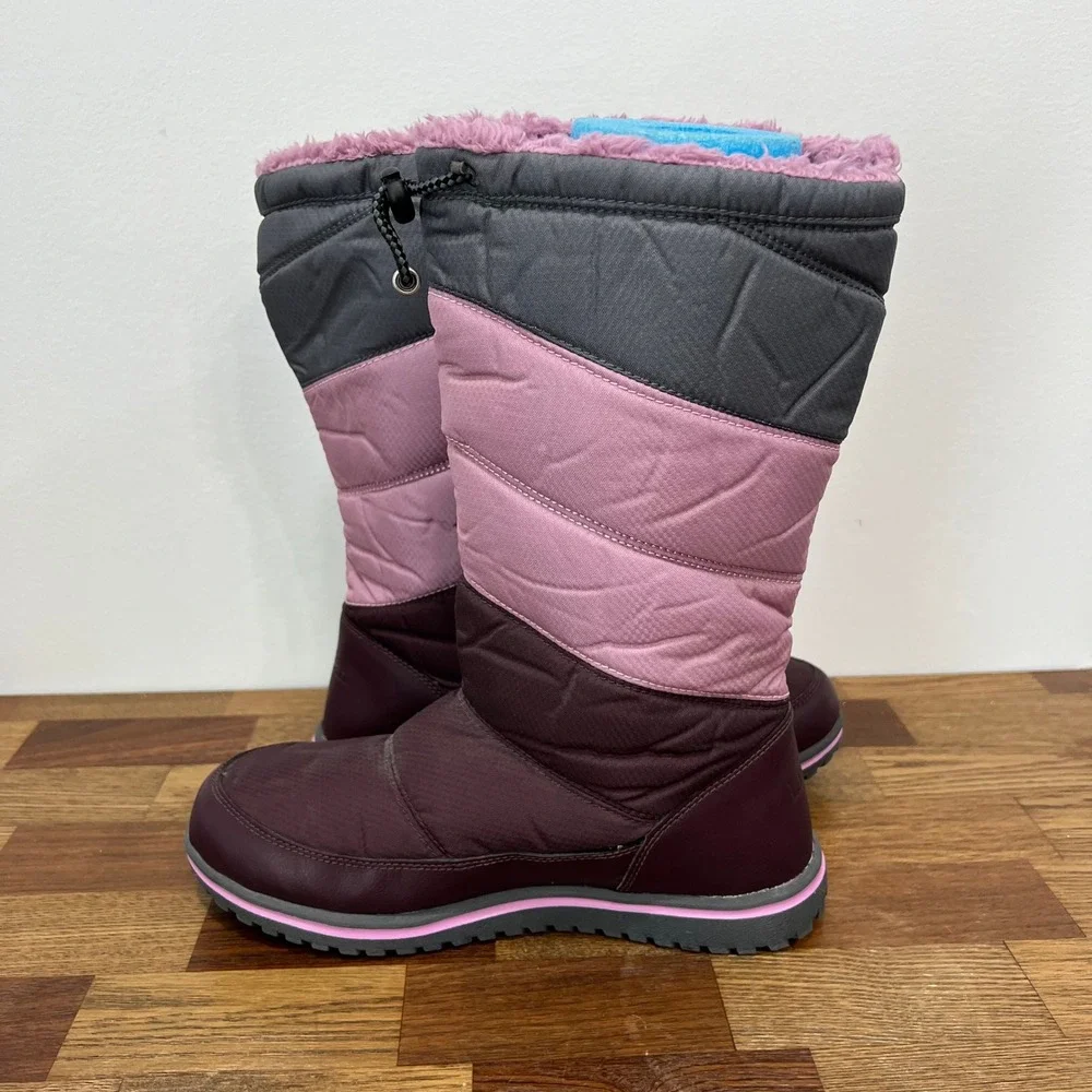 LL Bean Kids‎ Winter Boots 5 Knee High Puffer Purple Color Block Outdoor Snow